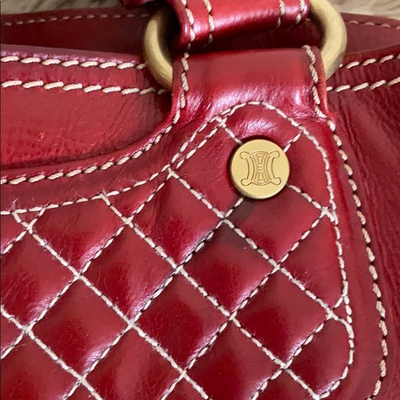 Auth Celine Boogie Red Leather Handbag - Picture 15 of 16